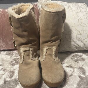 Tory Burch Tan Shearling Kids Boots